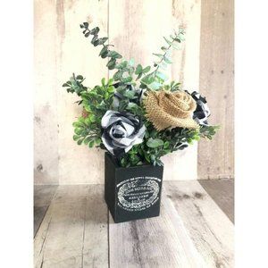 Buffalo Check & Burlap Rose Arrrangement